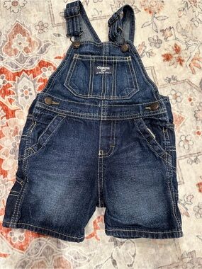 OshKosh B'gosh Dark Blue Denim Short Overalls